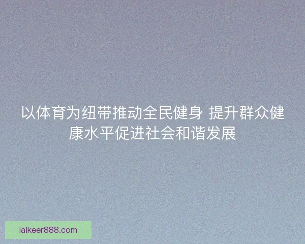 以体育为纽带推动全民健身 提升群众健康水平促进社会和谐发展